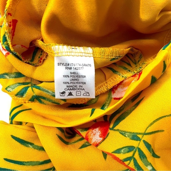 IRIS Women’s Large Hi-Low Skort Set with V-Neck Tie Crop Blouse Yellow Floral - Picture 10 of 16